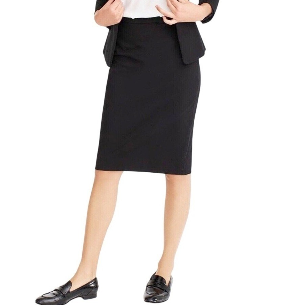 J.Crew No. 2 Pencil Skirt Double-Serge Wool Black Workwear Size 00